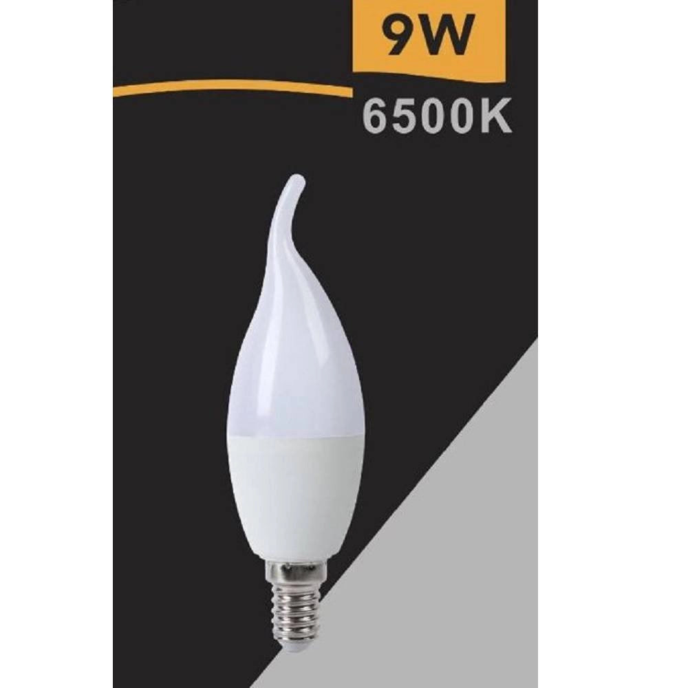 Trade Shop - Lampadina Led E14 9watt Candela Fiamma Smd C37 Luce Naturale Calda Fredda C37-9w - -bianco Freddo      -