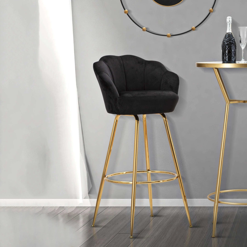 Tequis, Sgabello Rivestimento in Velluto, 55x53x110h cm Nero