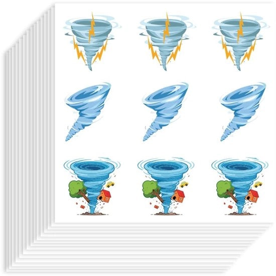 Sticker selfadenti a rotazione 180° - 180 pezzi - Decorazioni per regali - Decorazioni per scrapbook - Decorazioni per cartoline - Disegno tornado - Sticker decorativi
