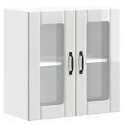 Mobiletto da cucina a parete pratico e di design 60 x 31 x 60 cm con spazio contenitivo ottimizzato realizzato in legno composito bianco lucido 02_0050224