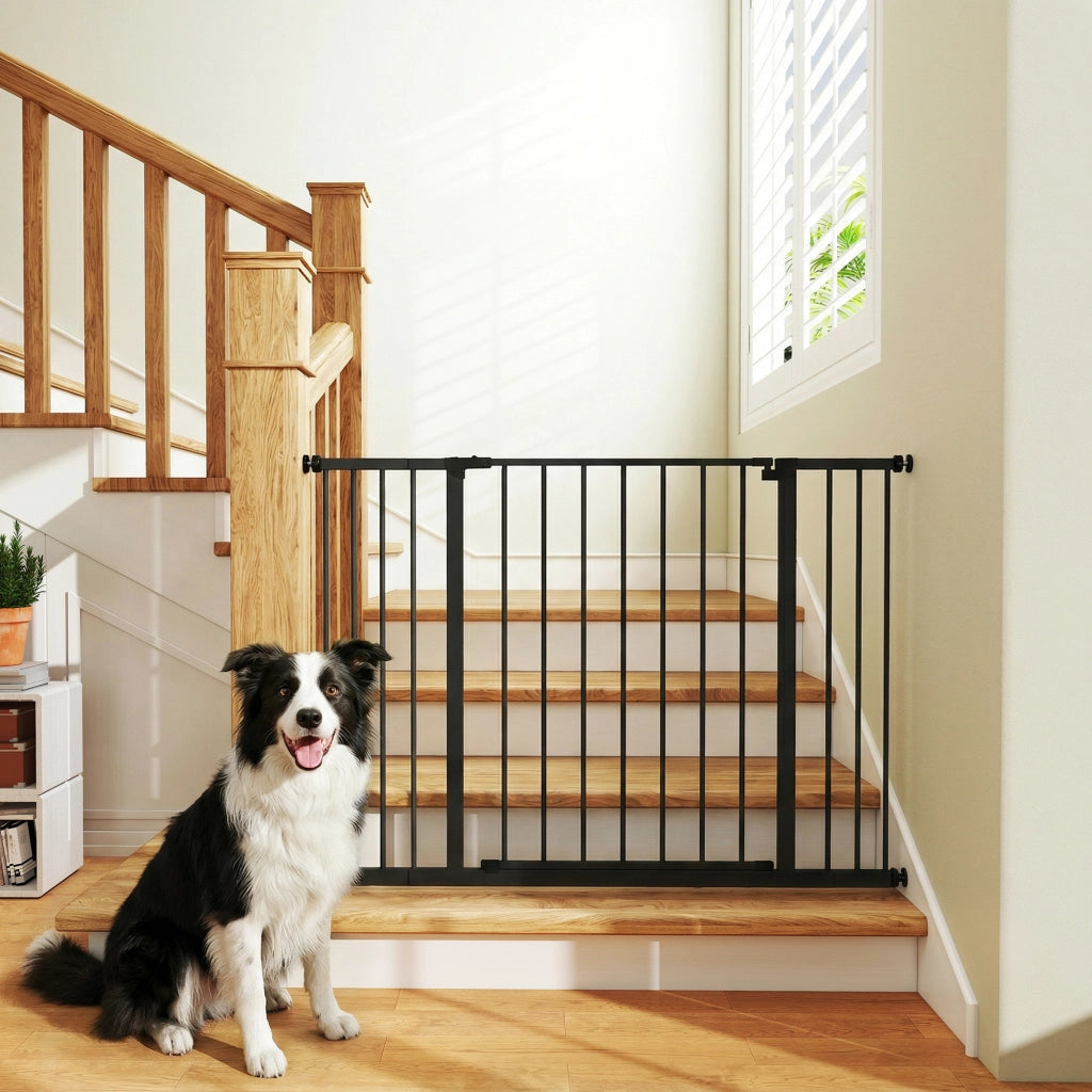 Cancello per Cani Estensibile ¨C zephmum ¨C Nero Metallo Plastica 76A cm