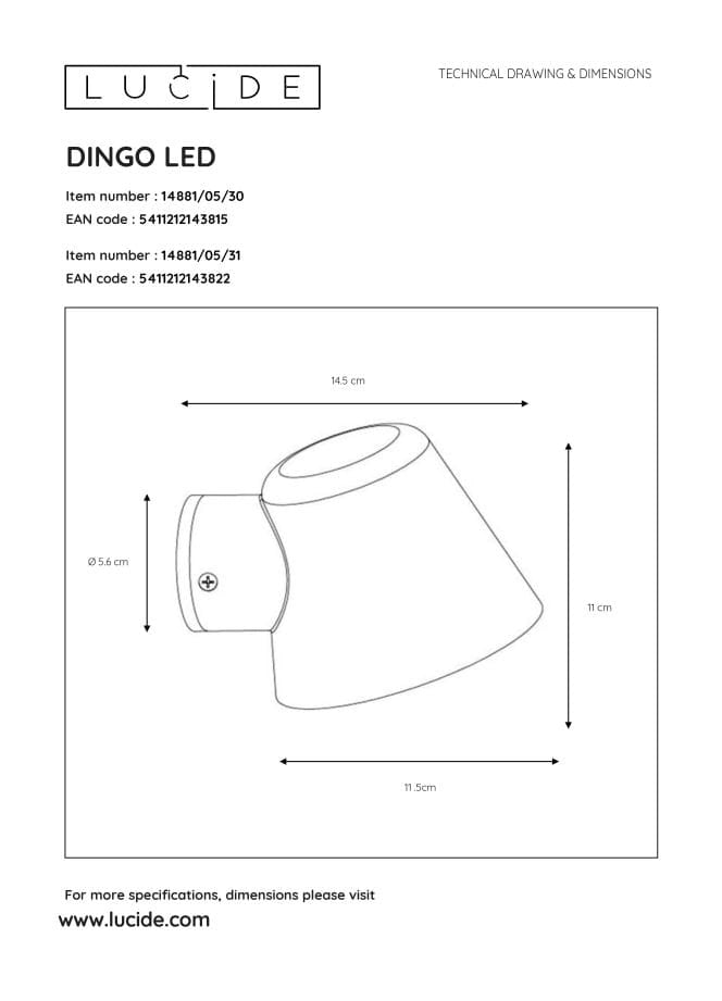 Applique esterna Lucide Dingo bianca GU10 LED 5W 3000K