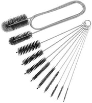 Set di spazzole per scarichi 10 pezzi - Set di spazzole flessibili con setole di canna - Spazzola per tubi - Spazzola di nylon per pulizia - Acciaio inossidabile - Adatto per uso domestico