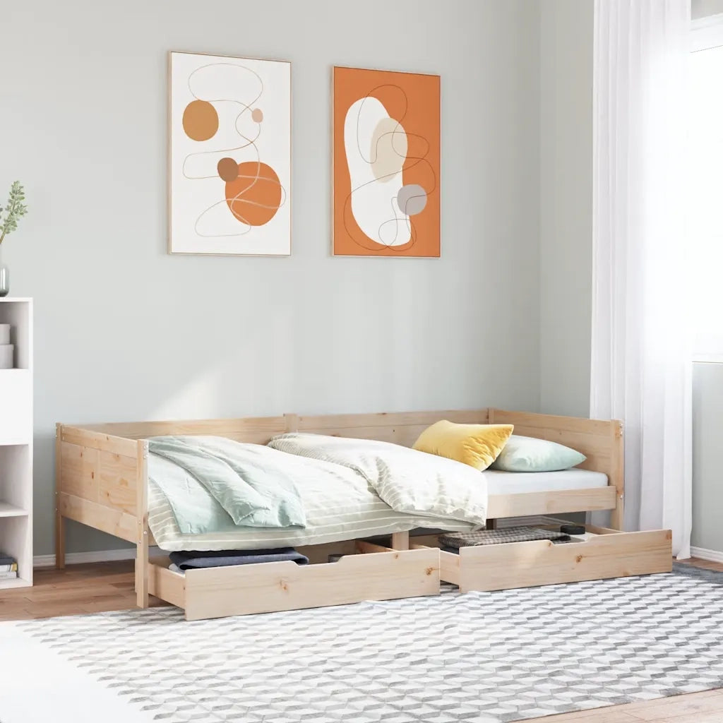 Dormeuse con Cassetti 80x200 cm in Legno Massello di Pino