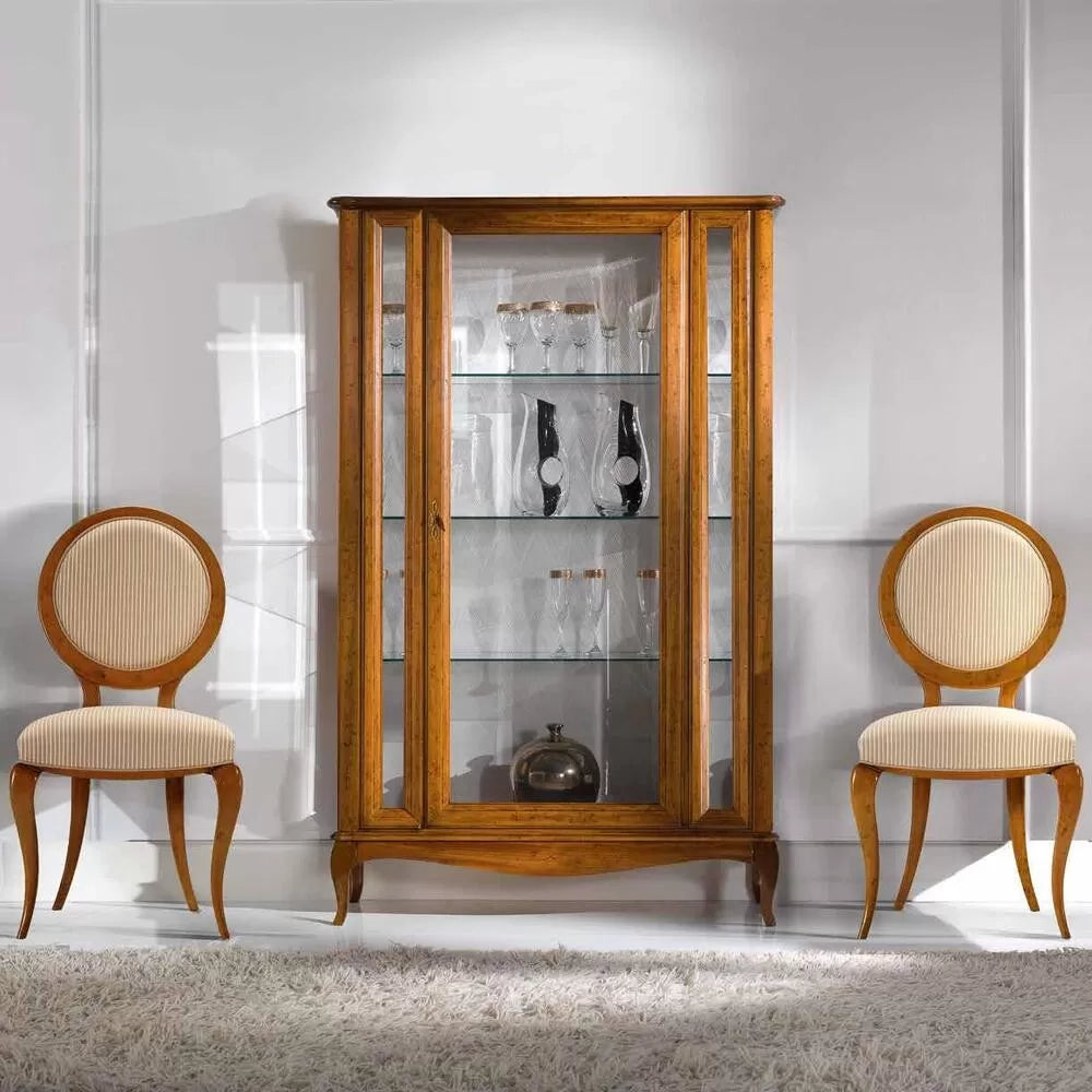 Vetrina classica in legno 1 porta finitura bassano l.111 p.44 h.190 - Mobili 2G