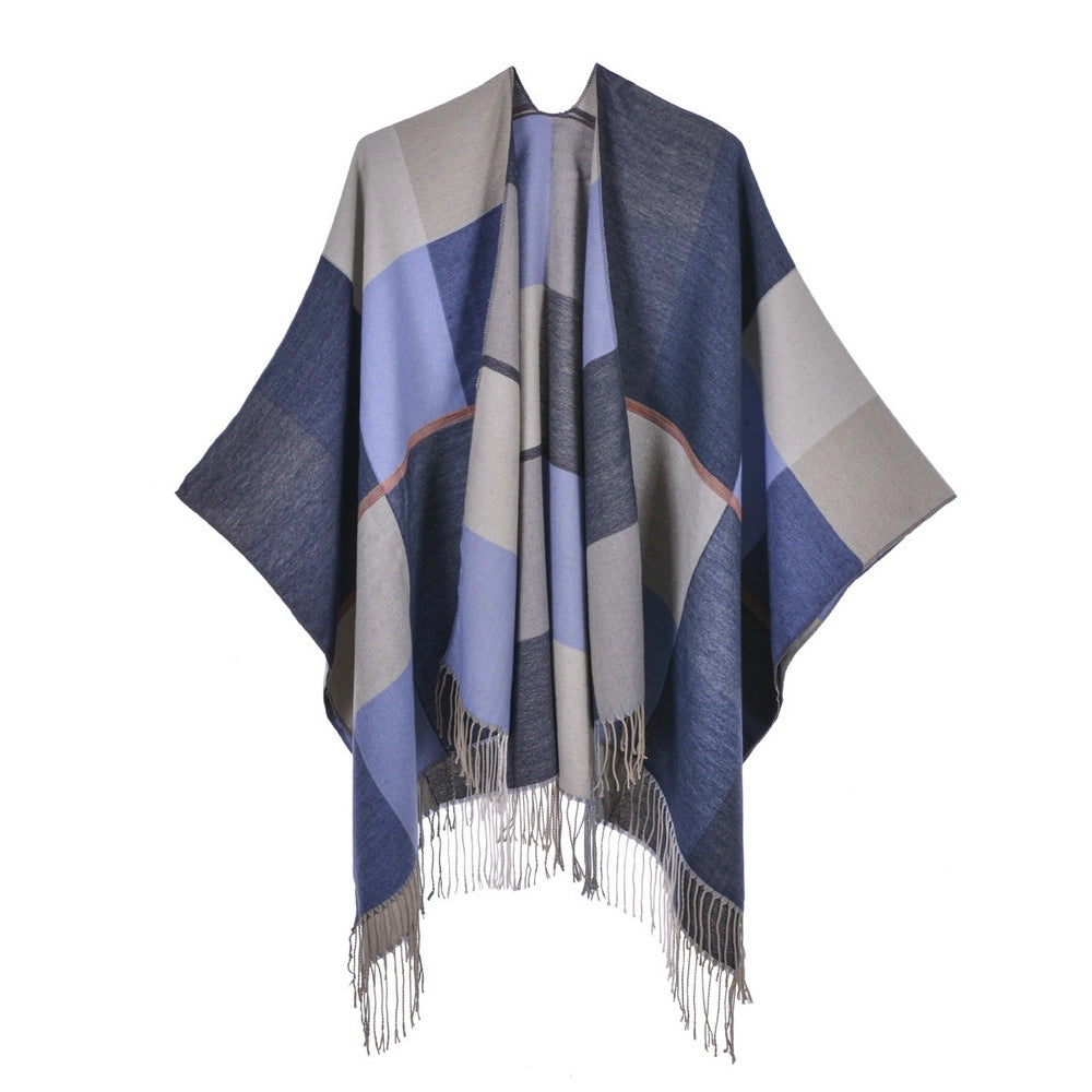 Nuova sciarpa/scialle da donna, in jacquard dal design retr¨° e alla moda, divisa in due, spessa e calda.