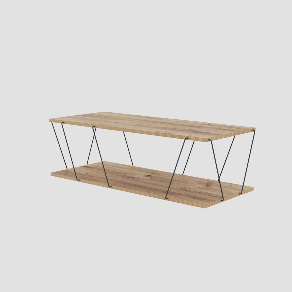 Tavolino da caffè in legno Zisino - 120 x 50 x 30 cm - Pino