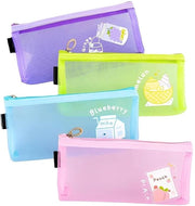 Etui 4-dell'organizzatore trasparente, mesh ritsvak, contenitore nylon per borse da doccia portatile, cassetto per cosmetici, per studenti, adulti, scuola, articoli da ufficio
