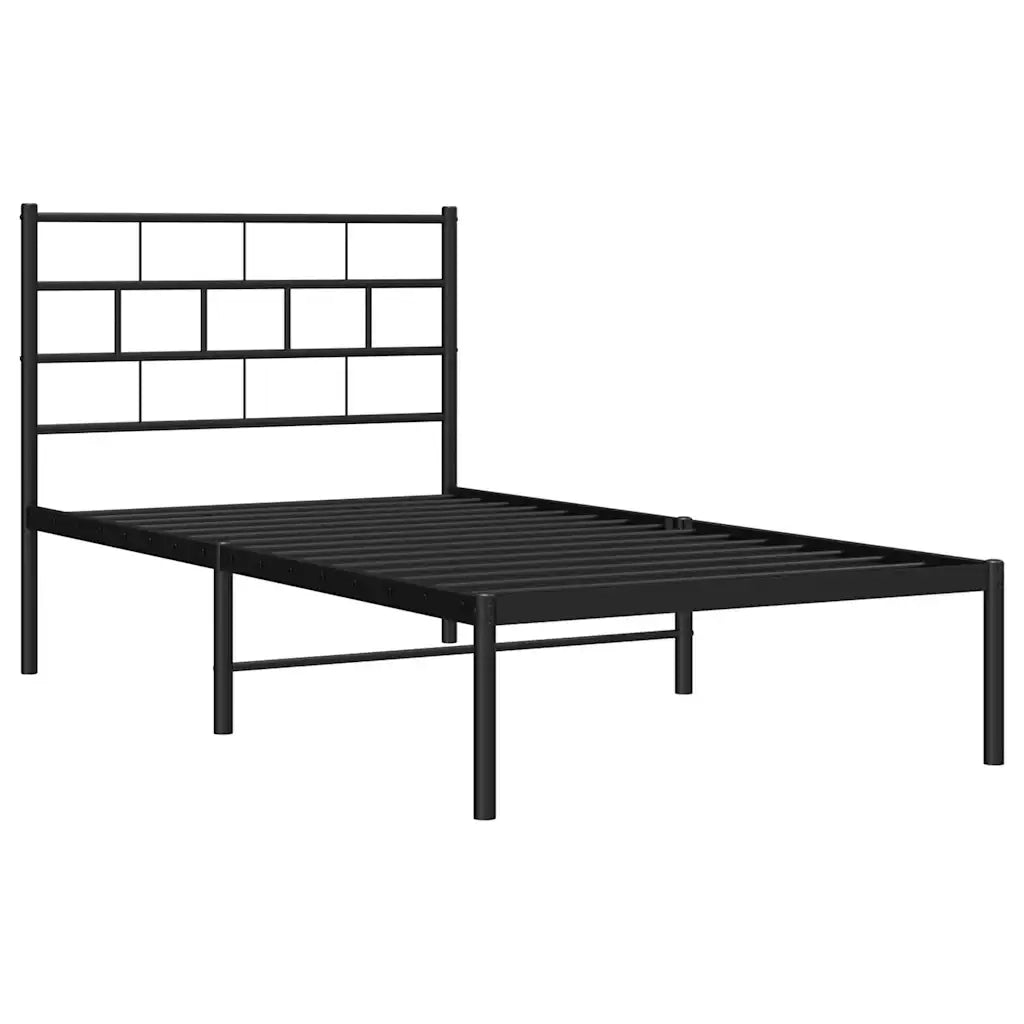 Giroletto con Testiera Metallo Nero 100x200 cm 355654