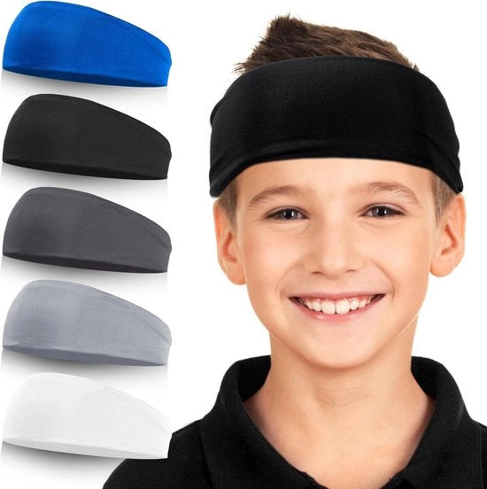 Sporthoodbando per bambini, corsa all'aperto, basket, calcio, cintura da sudore resistente - 5 pezzi