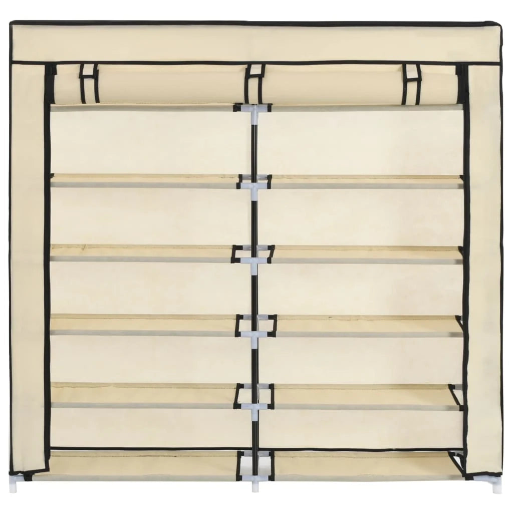 Scarpiera mobile contenitore per scarpe mobile per ingresso/corridoio/soggiorno con coperchio 115 x 28 x 110 cm tessuto crema 02_0021406