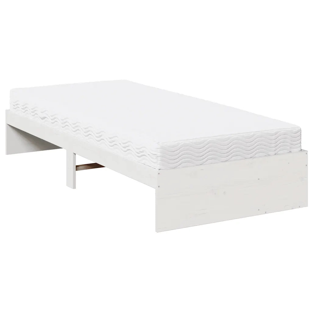 Dormeuse con Materasso-Divano Letto Bianca 90x190 cm Legno Massello di Pino