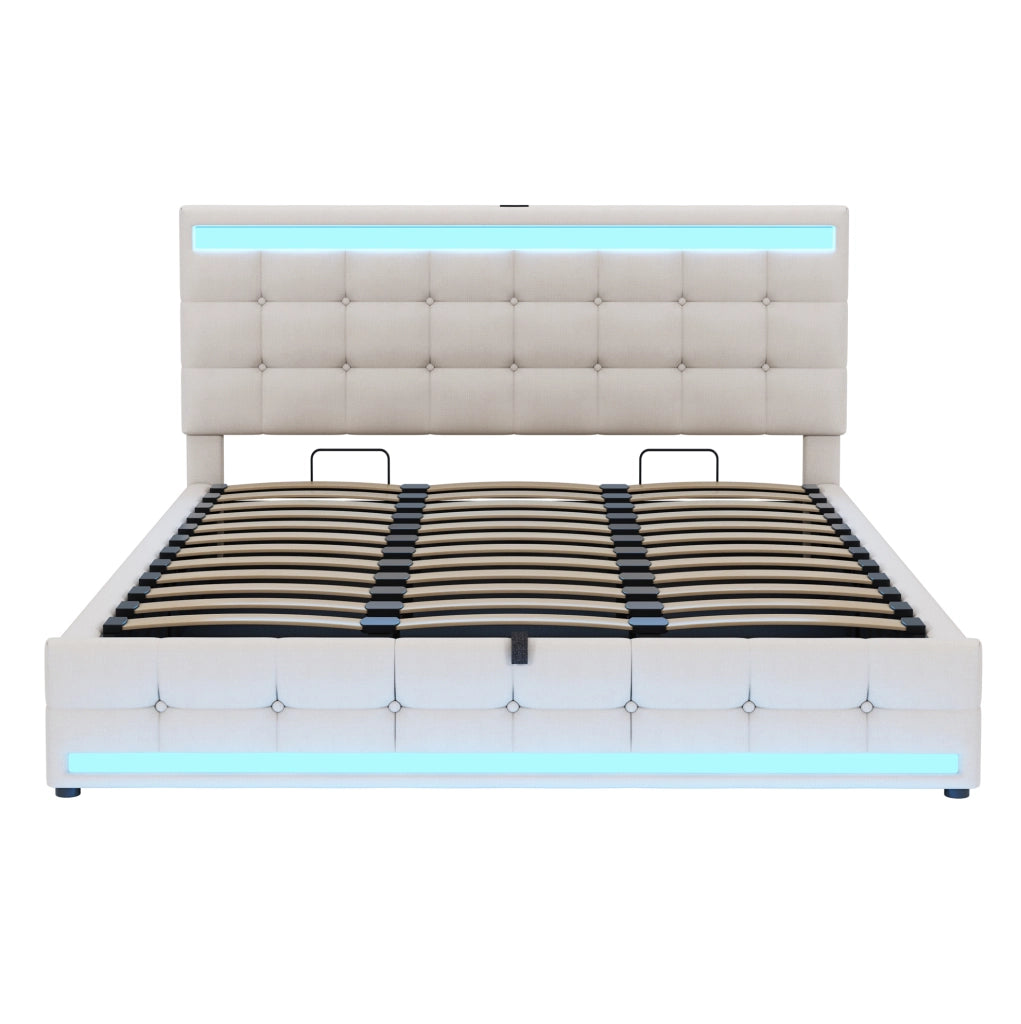 Letto imbottito 180x200 cm con LED e USB