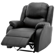 Poltrona relax reclinabile manuale con tasca laterale per soggiorno in pelle PU nera