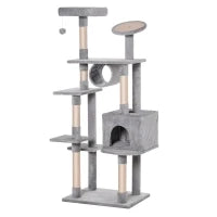 Albero Tiragraffi a Colonna da 165cm con Graffiatoio e Trespoli per Gattini e Gatti Adulti di Max. 4.5kg, Grigio, 60x50x165cm