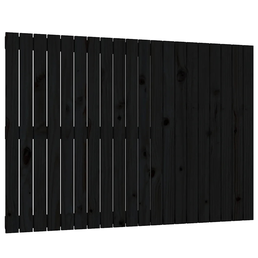 Testiera | Testata da Parete Nera 127,5x3x90 cm in Legno Massello di Pino