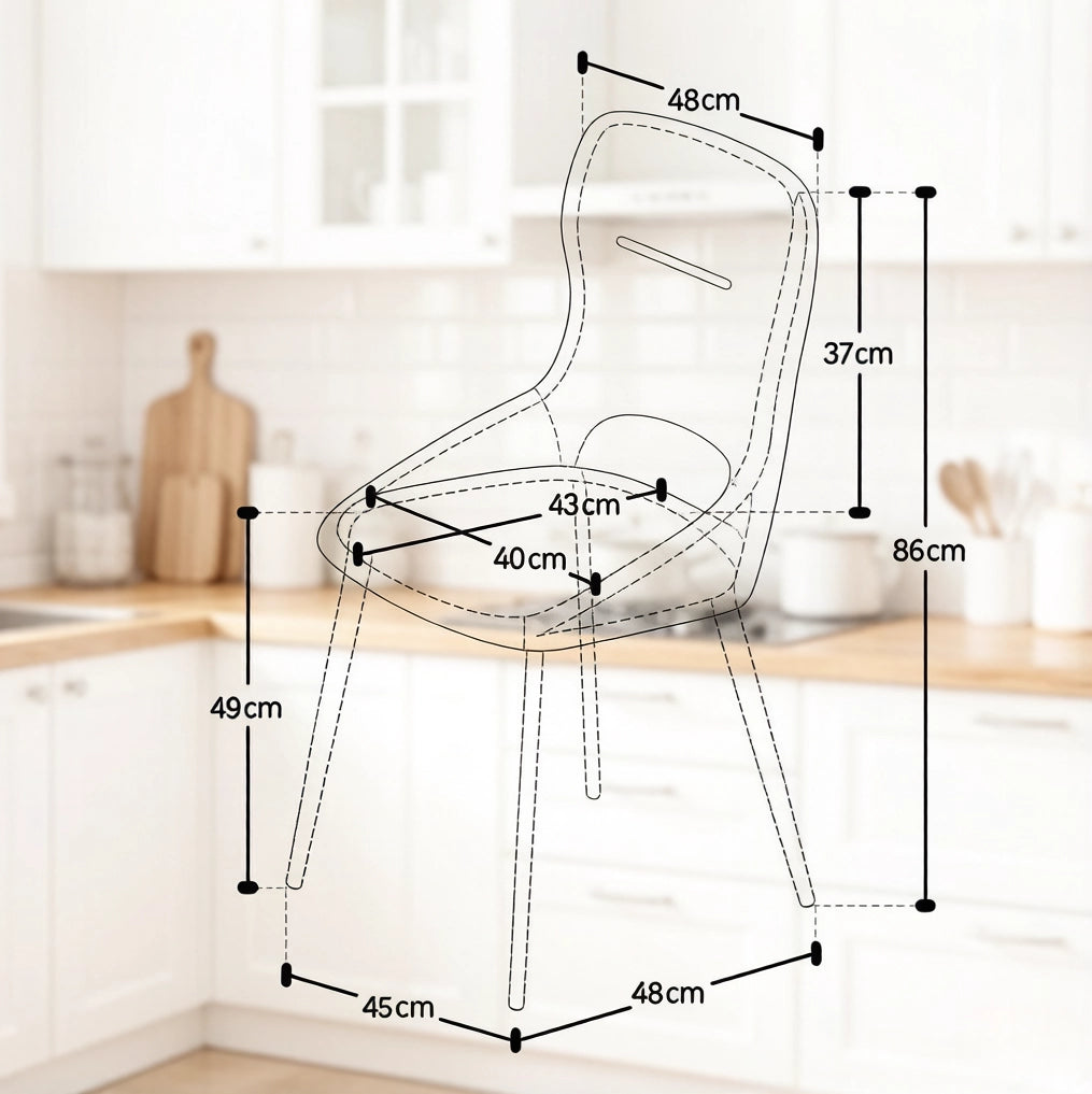 Sedia da pranzo 43 x 40 x 86 cm grigia – set da 4, ciniglia e metallo