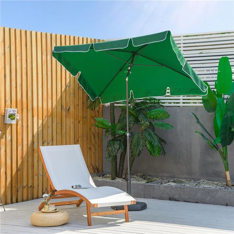 OMBRELLONE DA GIARDINO RETTANGOLARE 2X2.4 M CON INCLINAZIONE REGOLABILE E PALO IN ALLUMINIO, VERDE E NERO