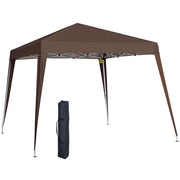Gazebo Pieghevole da Giardino 2.4x2.4m con Struttura in Acciaio e Corde Antivento, Caff¨¨