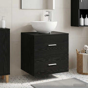 Mobiletto con Lavabo a Parete Rovere Nero 49,5 x 35 x 63 cm 890255