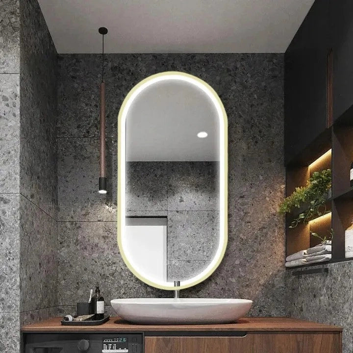 Specchio Led Ovl 50x100cm Gold