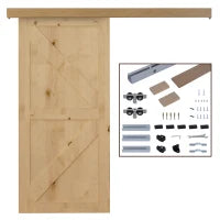 Binario con Kit di Accessori per Porte Scorrevoli in Stile Rustico in Legno