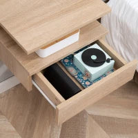Set da 2 Comodini Moderni Sospesi con Cassetto e Ripiano in Legno 35x32x22.5cm, Rovere