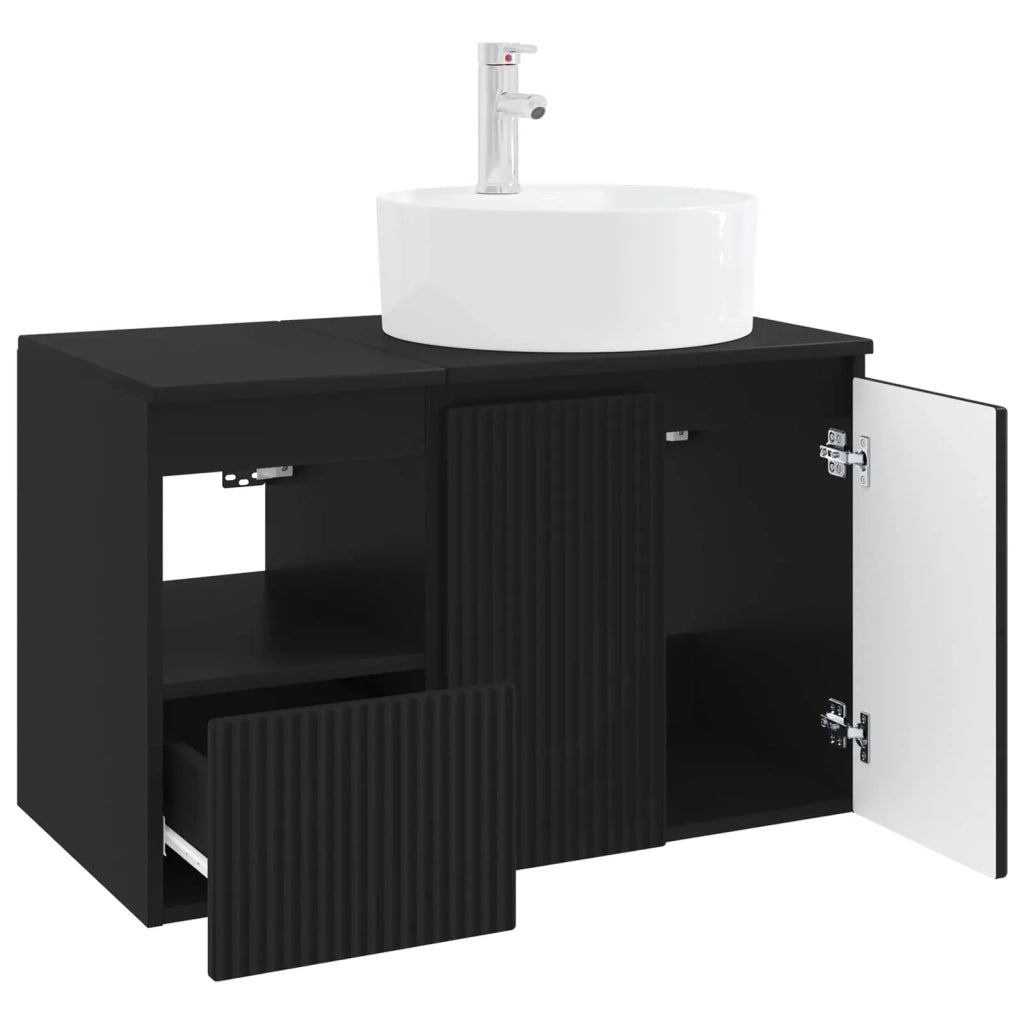 Set di mobili per il bagno 2 pz Nero Legno ingegnerizzato 3404075