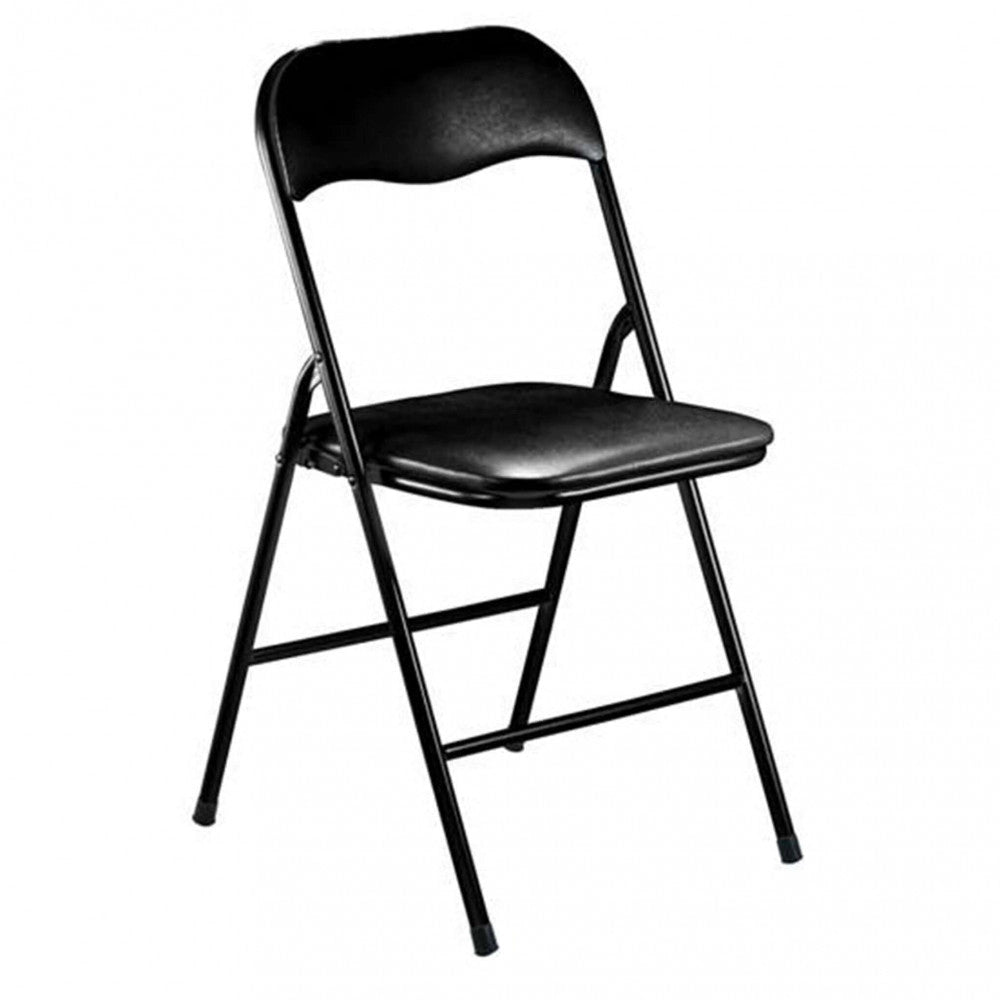 Sedia da Giardino Pieghevole Slim 44x45x79 h cm in Acciaio Nera Opaca Struttura Nera