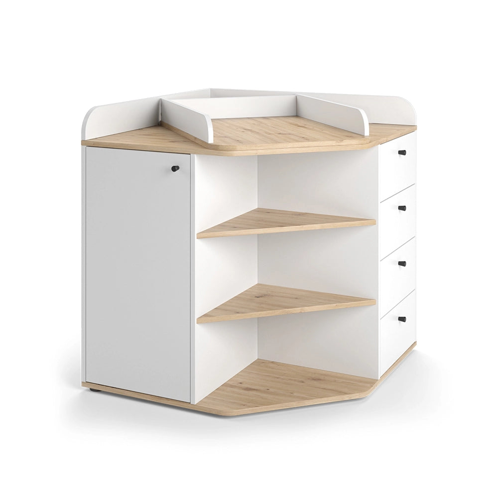 Vicco Fasciatoio Bianco/Artisan 85 x 90 cm con ripiani e cassetti