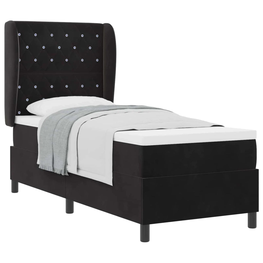 Letto a molle con materasso Nero 200 x 80 cm Poliestere 3340846