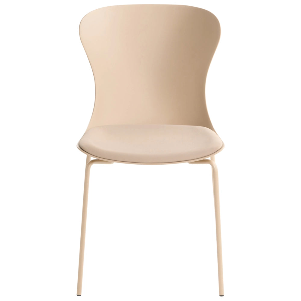 Set di 2 sedie da pranzo con seduta in materiale sintetico beige e struttura in metallo cuscino in stile minimalista scandinavo