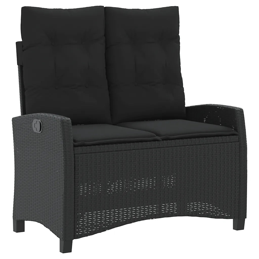 Set da Pranzo da Giardino 2 pz | Set Salotto da Giardino con Cuscini Nero in Polyrattan