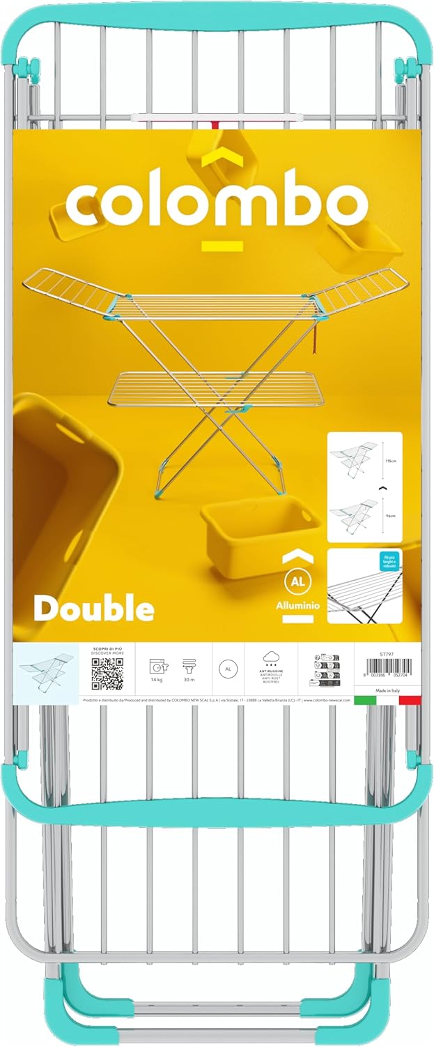 Stendino Stendibiancheria Doppio in Alluminio antiruggine salvaspazio COLOMBO