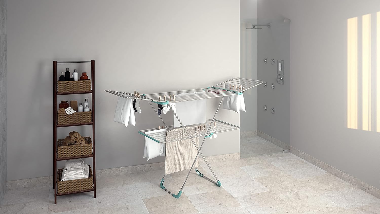 Stendino Stendibiancheria Doppio in Alluminio antiruggine salvaspazio COLOMBO