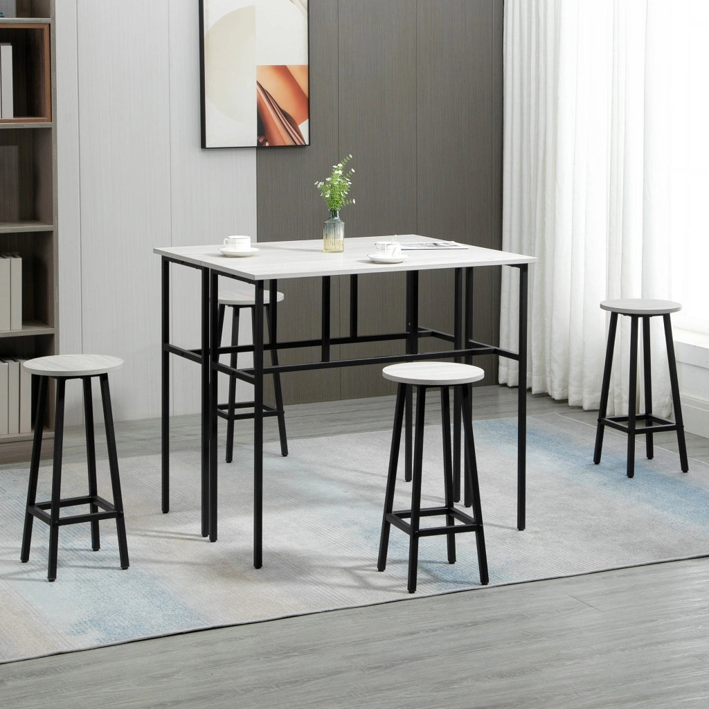 EasyComfort Set da Bar 6 Pezzi con 4 Sgabelli da Bar e 2 Tavoli Alti in Legno Truciolato e Acciaio per Cucina e Soggiorno, Grigio