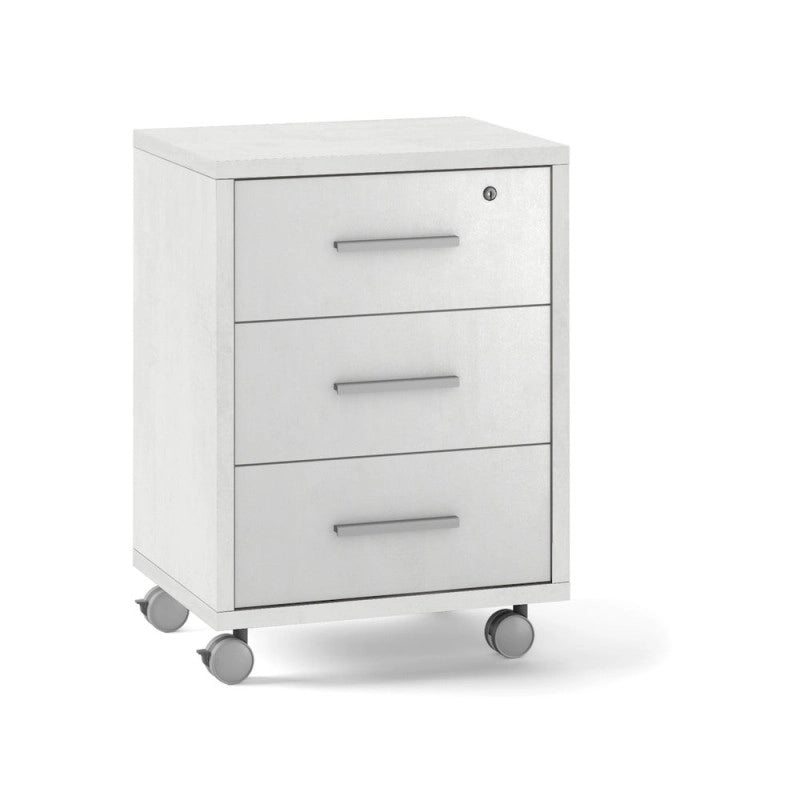 Mobile 3 Cassetti Su Ruote Ossido Bianco cm 51x41x71h - Sarmog