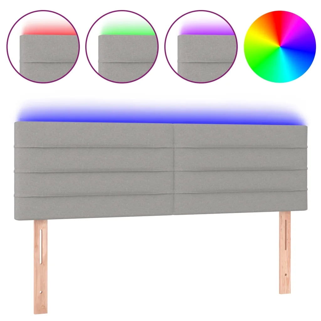 Testiera a LED Grigio Chiaro 144x5x78/88 cm in Tessuto 3121750