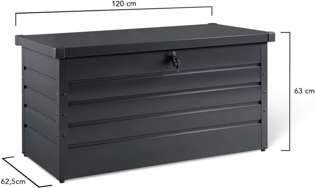 Baule Contenitore Metallico con Serratura Grigio Antracite per Giardino 350L