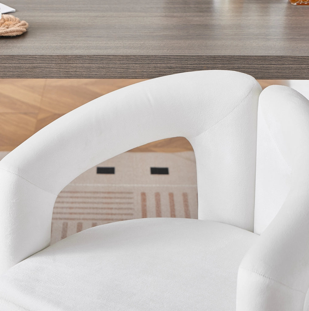 Sedia da Pranzo in Velluto con Braccioli Ergonomici Beige per Sala da Pranzo
