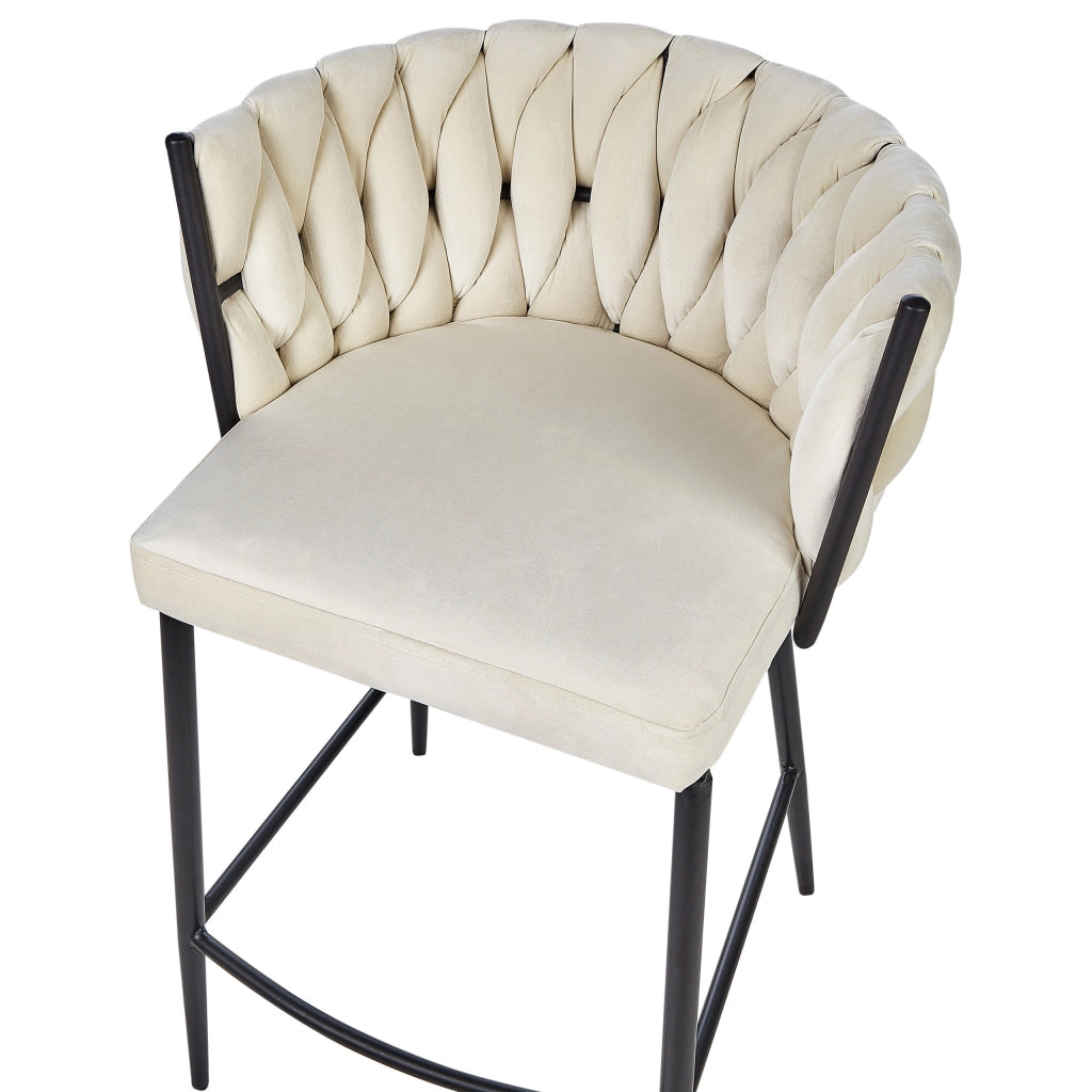 Set di due sedie da bar curve con base in metallo nero in velluto beige chiaro schienale alto sedia a sbalzo da soggiorno