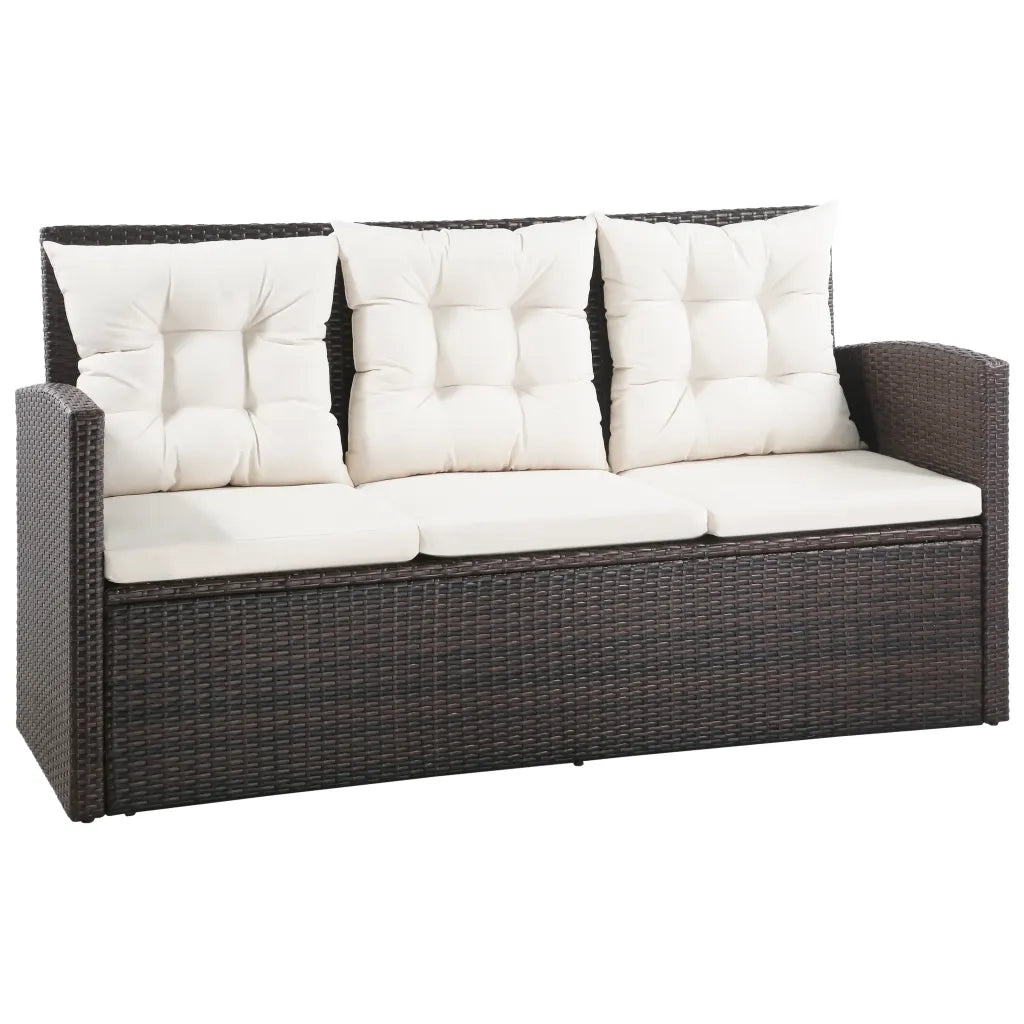 Set Divani da Giardino 5 pz con Cuscini in Polyrattan Marrone 43973