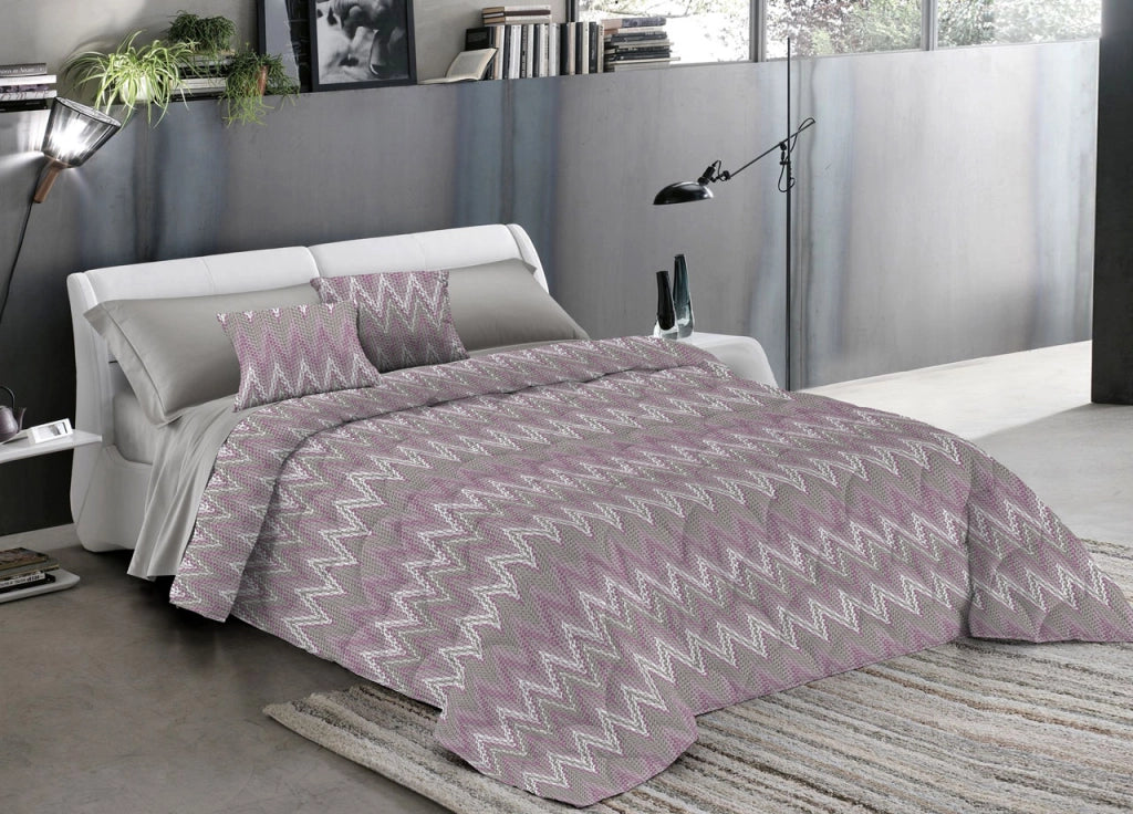Trapuntino Piumino Estivo Pensieri Delicati Disegno Spinato Zig Zag - Matrimoniale - Rosa