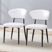 Sedia da sala da pranzo set da 2 in pelle PU con schienale ergonomico e gambe in metallo bianco e nero
