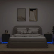 Comodini con Luci LED 2pz-Set di 2 Tavolino da notte Neri in Legno Multistrato