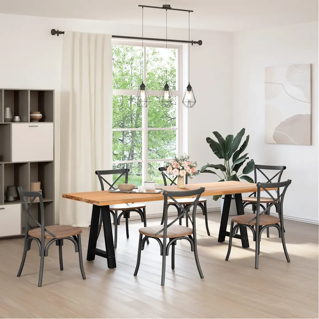 Gambe per tavolo da pranzo a forma di A 2 pz nere 50x(72-73) cm in acciaio