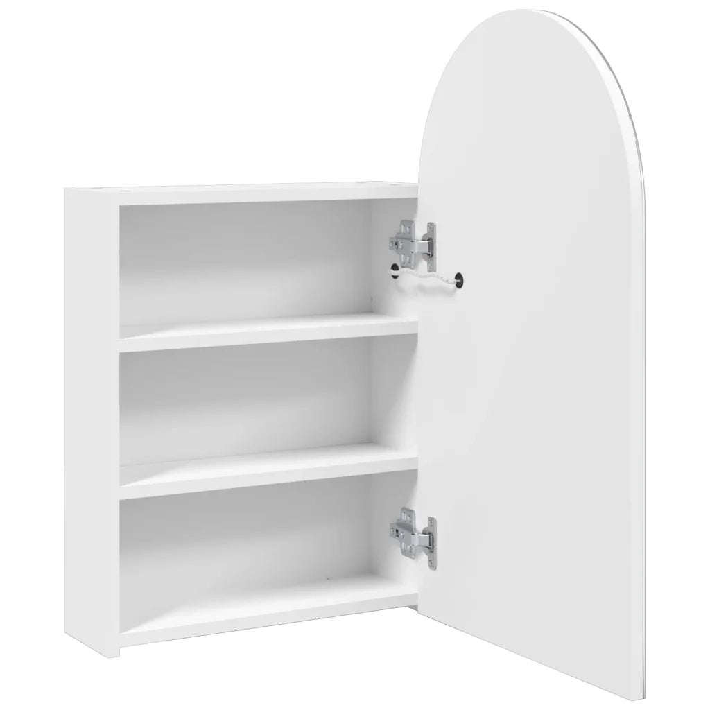 Armadietto Bagno con Specchio e LED ad Arco Bianco 42x13x70 cm 357973