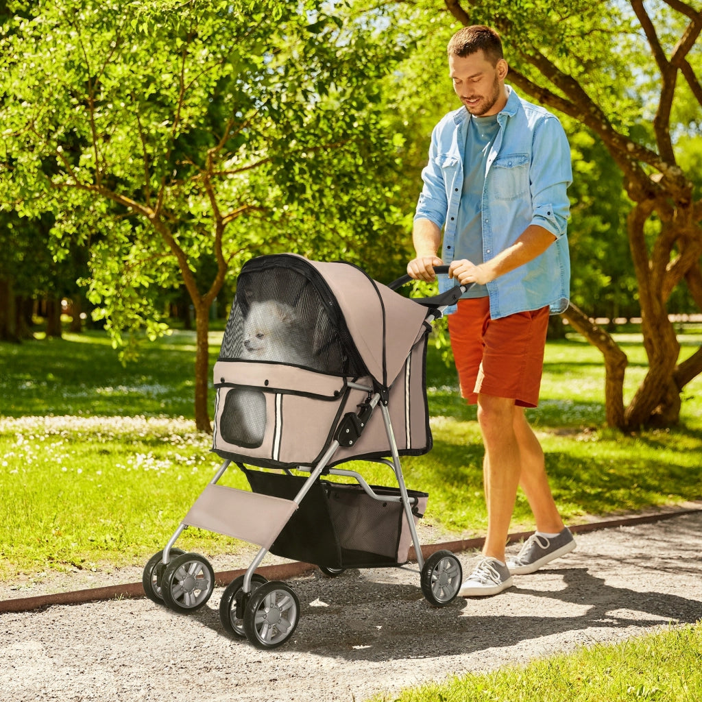 Carrello per cani pieghevole con portabicchieri e copertura ¨C zephmum ¨C marrone