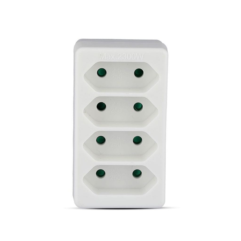 Adattatore da 4 outlet 2.5A White Etichetta + Poly Bag