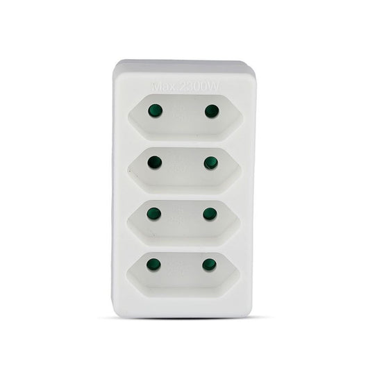Adattatore da 4 outlet 2.5A White Etichetta + Poly Bag